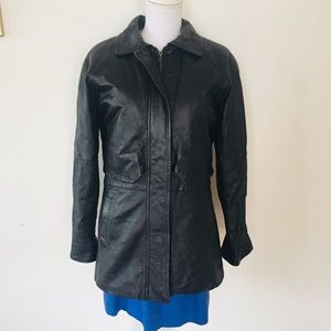 Phase 2 size small black leather with hood lined removable